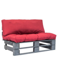 Canapé de jardin palette avec coussins rouge Pinède | Mobilier & Déco