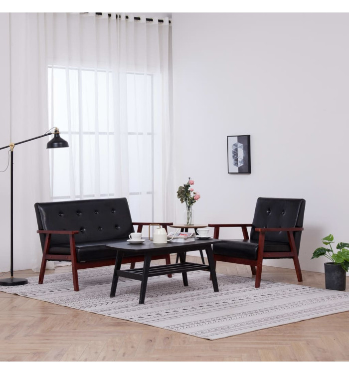 Ensemble de canapés 2 pcs noir similicuir | Mobilier & Déco