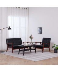Ensemble de canapés 2 pcs noir similicuir | Mobilier & Déco