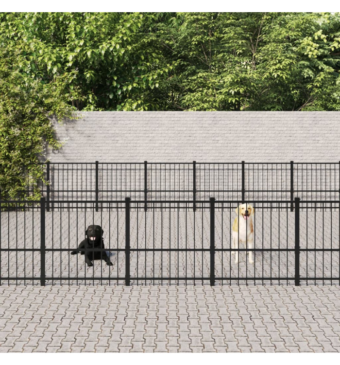 Chenil d'extérieur pour chiens Acier 46,1 m² | Mobilier & Déco