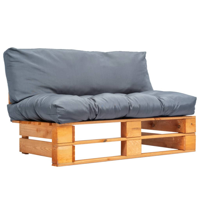 Canapé de jardin palette avec coussins gris Pinède | Mobilier & Déco