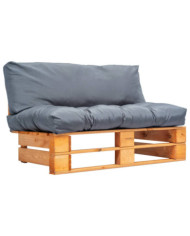 Canapé de jardin palette avec coussins gris Pinède | Mobilier & Déco