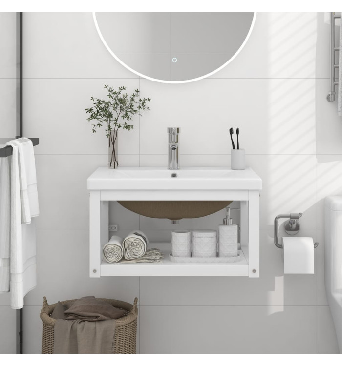 Cadre de lavabo de salle de bain vasque à encastrer Blanc Fer | Mobilier & Déco
