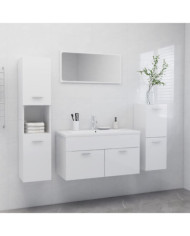 Ensemble de meubles de salle de bain Blanc brillant Aggloméré | Mobilier & Déco