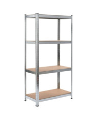 Étagère de rangement 4 niveaux Argenté Acier et bois ingénierie | Mobilier & Déco