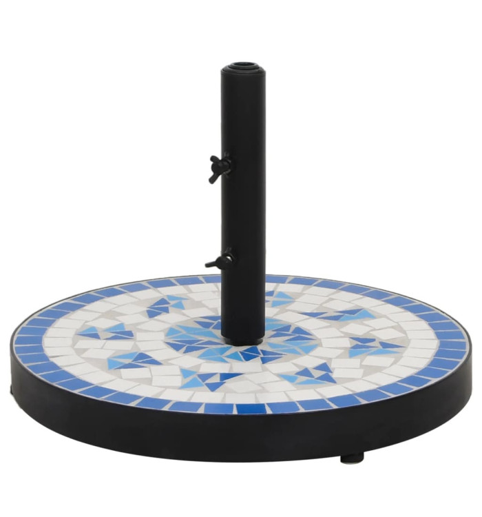 Base de parasol bleu et blanc rond 12 kg | Mobilier & Déco