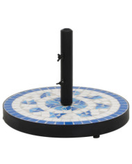 Base de parasol bleu et blanc rond 12 kg | Mobilier & Déco