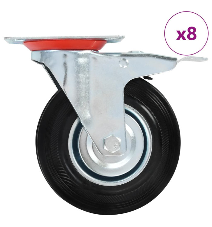 8 pcs Roulettes pivotantes 125 mm | Mobilier & Déco