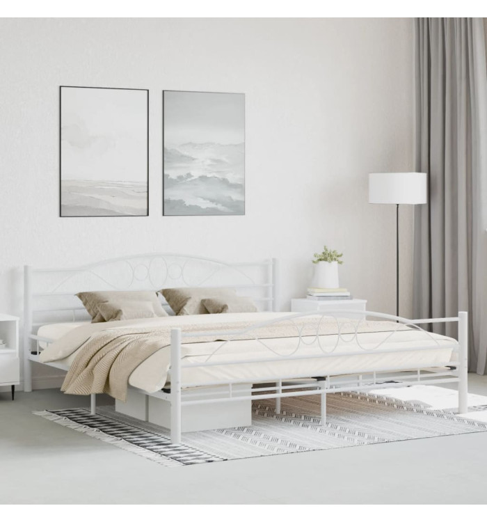 Cadre de lit sans matelas blanc métal 180x200 cm | Mobilier & Déco