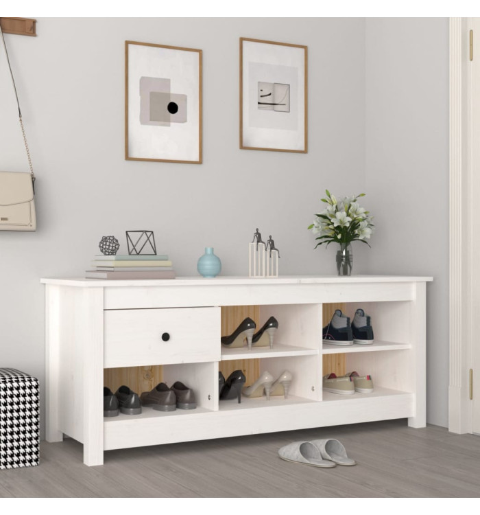 Armoire à chaussures Blanc 110x38x45,5 cm Bois de pin massif | Mobilier & Déco