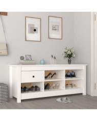 Armoire à chaussures Blanc 110x38x45,5 cm Bois de pin massif | Mobilier & Déco