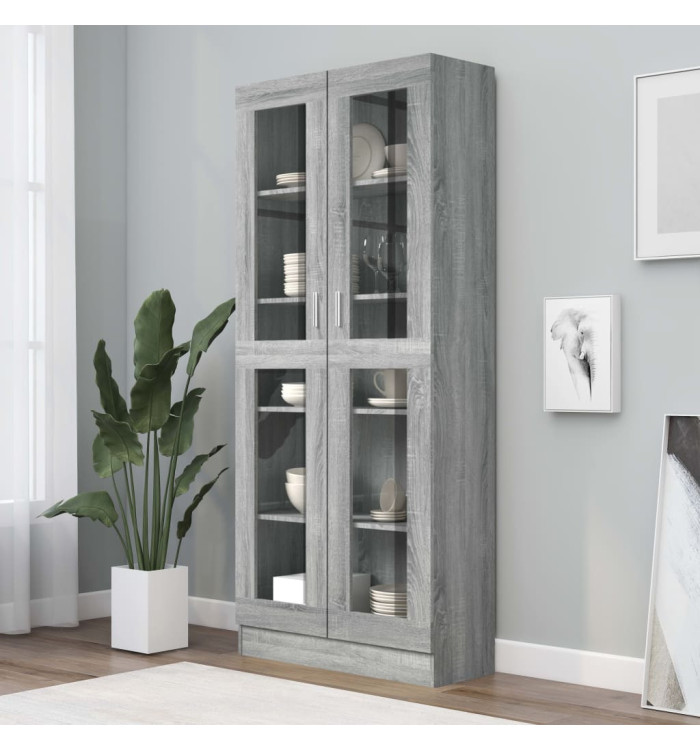 Armoire à vitrine Sonoma gris 82,5x30,5x185,5cm Bois ingénierie | Mobilier & Déco