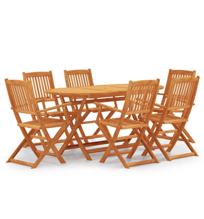 Mobilier à dîner d'extérieur pliable 7 pcs Bois d'eucalyptus | Mobilier & Déco