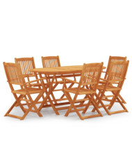 Mobilier à dîner d'extérieur pliable 7 pcs Bois d'eucalyptus | Mobilier & Déco