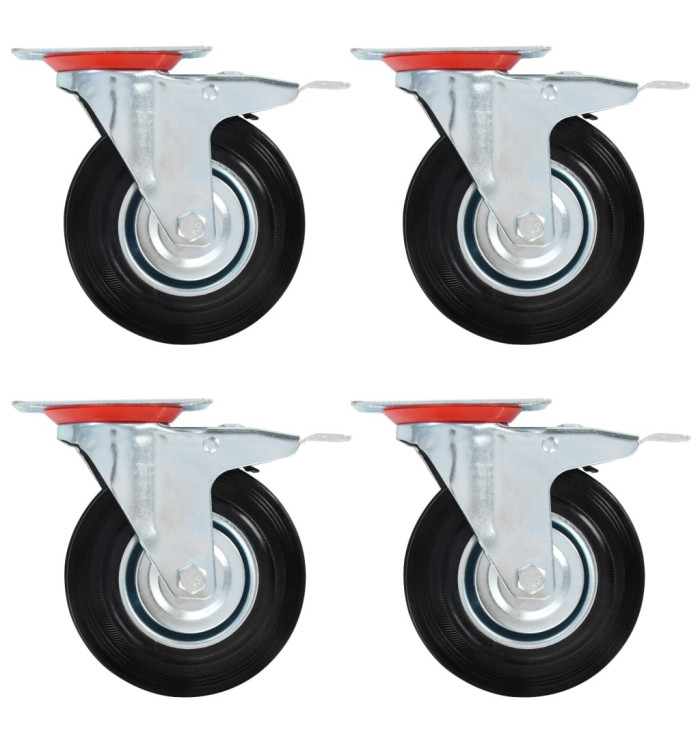 Roulettes pivotantes avec double frein 4 pcs 125 mm | Mobilier & Déco