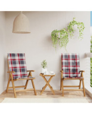 Chaises de jardin inclinables lot de 2 et coussins teck massif | Mobilier & Déco