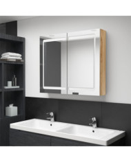 Armoire de salle de bain à miroir LED Chêne 80x12x68 cm | Mobilier & Déco
