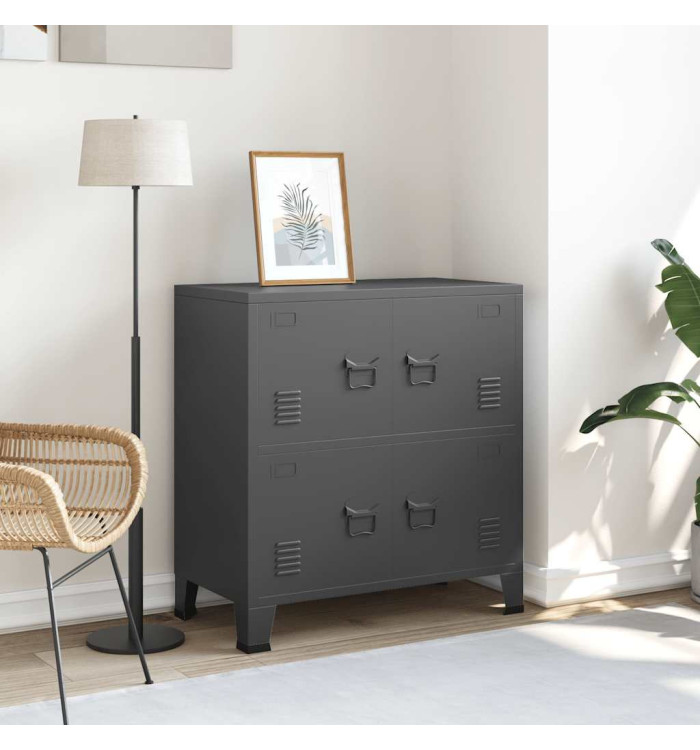Coffre de rangement industriel Anthracite 75x40x80 cm Acier | Mobilier & Déco
