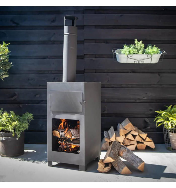 Esschert Design Poêle de terrasse avec four à pizza Noir | Mobilier & Déco