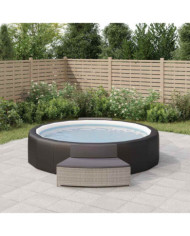 Bancs de spa avec coussins lot de 2 gris résine tressée | Mobilier & Déco