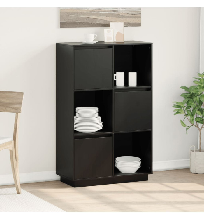 Buffet Noir 74x35x117 cm Bois massif de pin | Mobilier & Déco