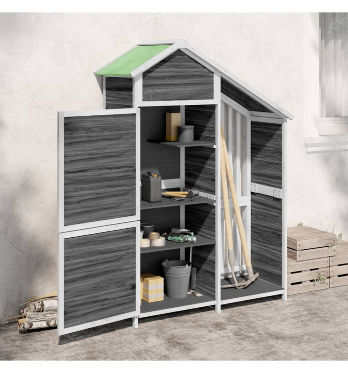 Abri à outils de jardin gris 120x53,5x170 cm bois massif pin | Mobilier & Déco