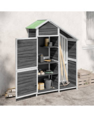 Abri à outils de jardin gris 120x53,5x170 cm bois massif pin | Mobilier & Déco