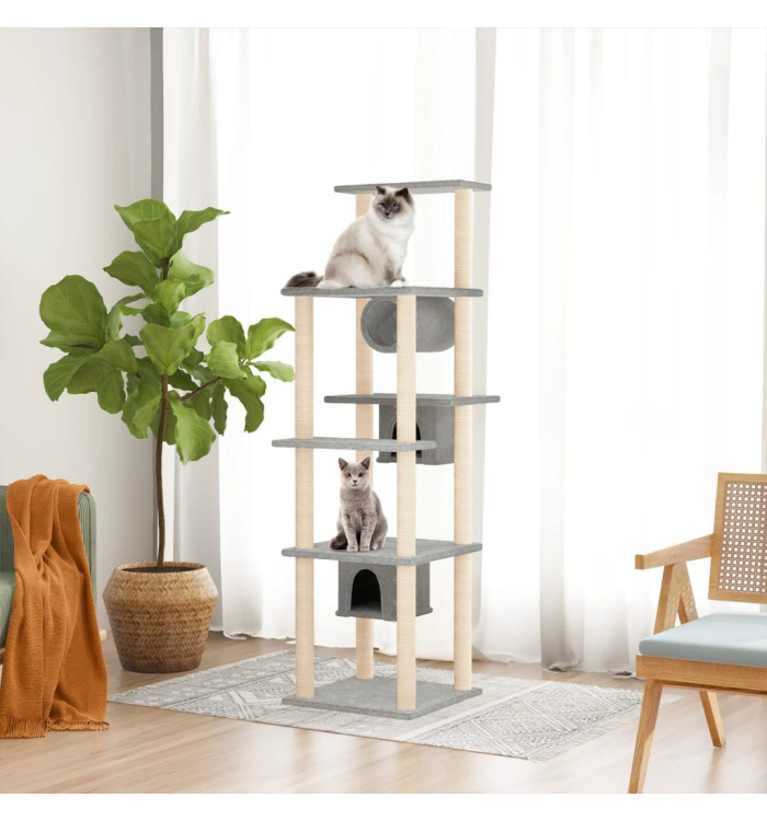Arbre à chat avec griffoirs en sisal Gris clair 169 cm | Mobilier & Déco