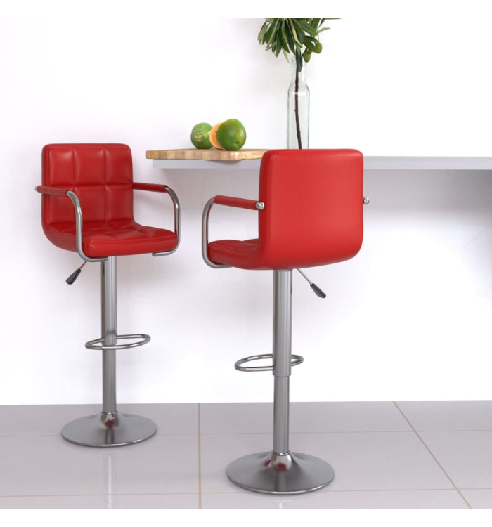 Tabourets de bar lot de 2 rouge bordeaux similicuir | Mobilier & Déco