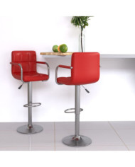 Tabourets de bar lot de 2 rouge bordeaux similicuir | Mobilier & Déco