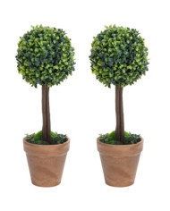 Plantes de buis artificiel 2 pcs avec pots Boule Vert 56 cm | Mobilier & Déco