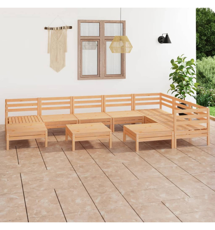 Salon de jardin 10 pcs Bois de pin massif | Mobilier & Déco