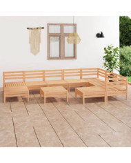 Salon de jardin 10 pcs Bois de pin massif | Mobilier & Déco