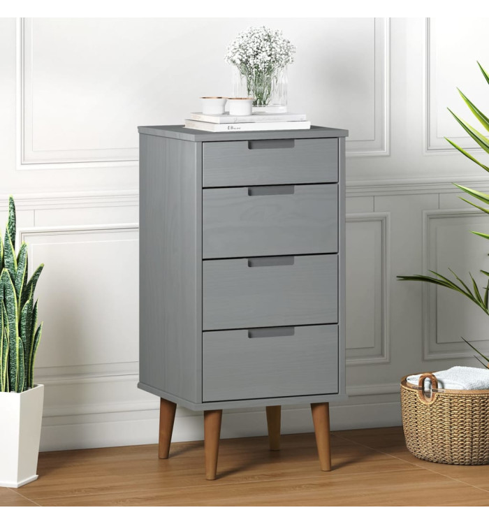 Commode MOLDE Gris 40x35x82 cm Bois de pin massif | Mobilier & Déco