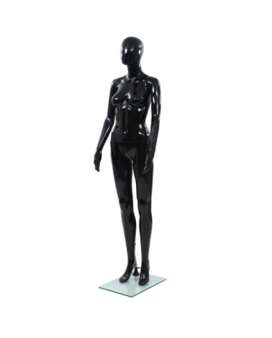 Mannequin femme corps complet base verre Noir brillant 175 cm | Mobilier & Déco