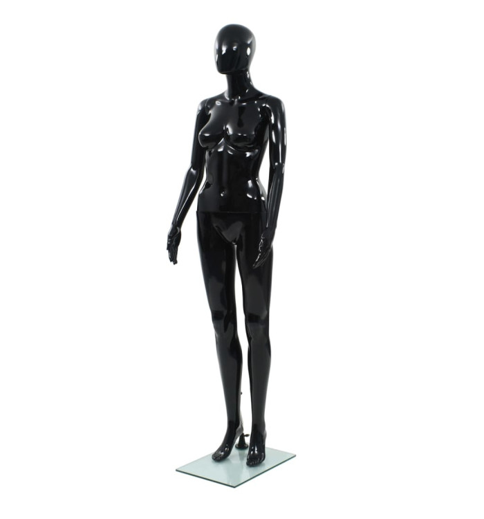 Mannequin femme corps complet base verre Noir brillant 175 cm | Mobilier & Déco