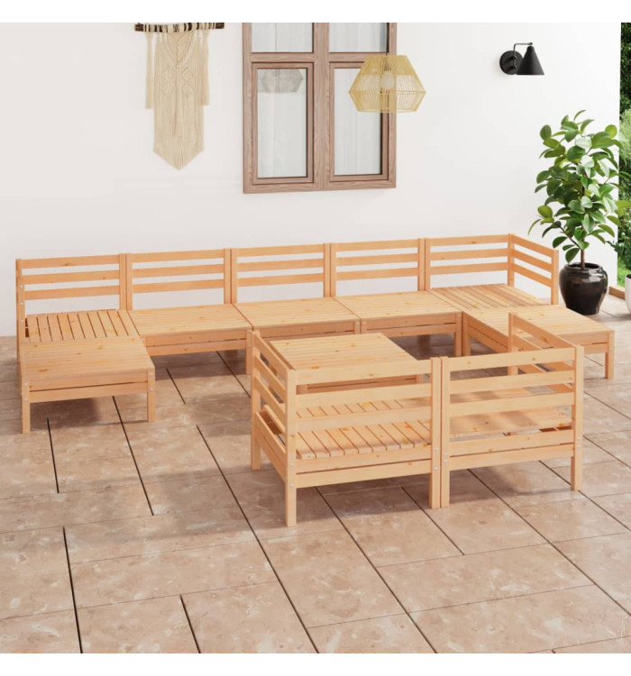 Salon de jardin 10 pcs Bois de pin massif | Mobilier & Déco