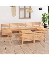 Salon de jardin 10 pcs Bois de pin massif | Mobilier & Déco
