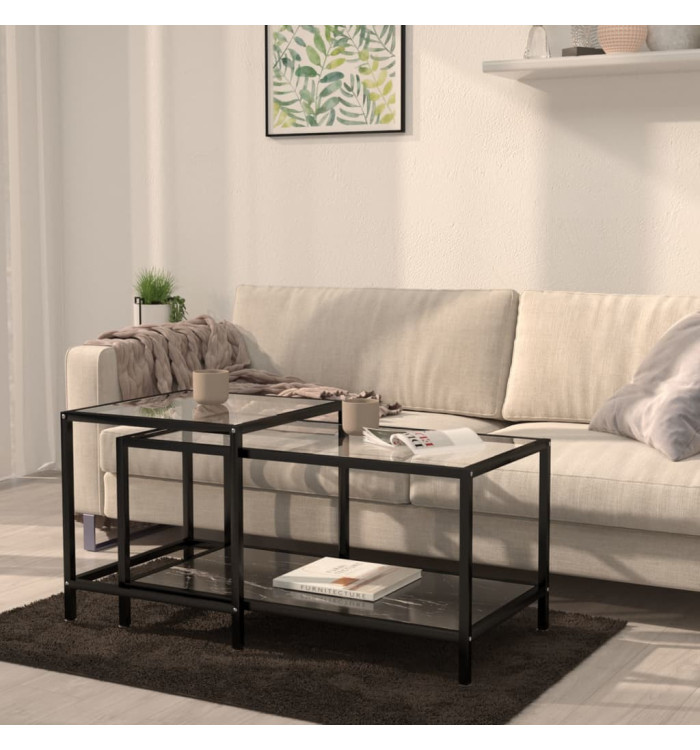 Tables à thé 2 pcs Verre trempé Noir | Mobilier & Déco