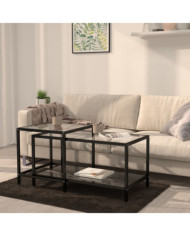 Tables à thé 2 pcs Verre trempé Noir | Mobilier & Déco