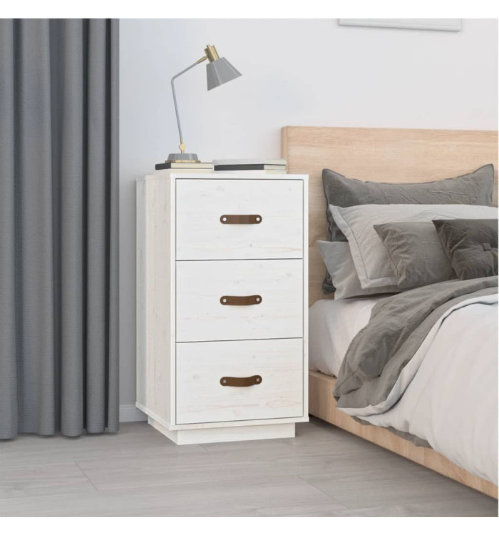   Table de chevet Blanc 40x40x75 cm Bois de pin solide | Mobilier & Déco