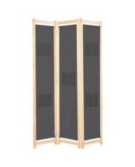 Cloison de séparation 3 panneaux Gris 120x170x4 cm Tissu | Mobilier & Déco