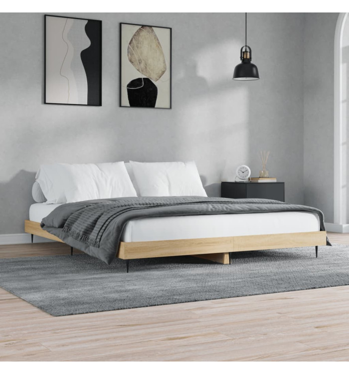 Cadre de lit sans matelas chêne sonoma 160x200 cm | Mobilier & Déco
