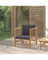 Canapé de jardin avec coussins gris foncé bambou | Mobilier & Déco