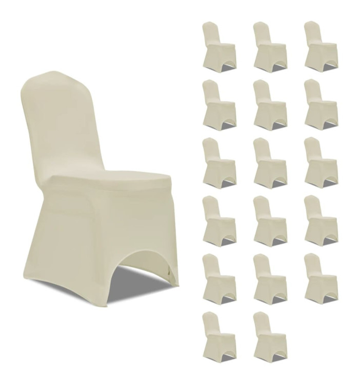 Housses élastiques de chaise Crème 18 pcs | Mobilier & Déco