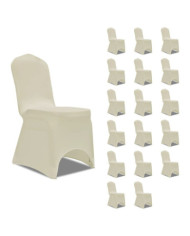 Housses élastiques de chaise Crème 18 pcs | Mobilier & Déco
