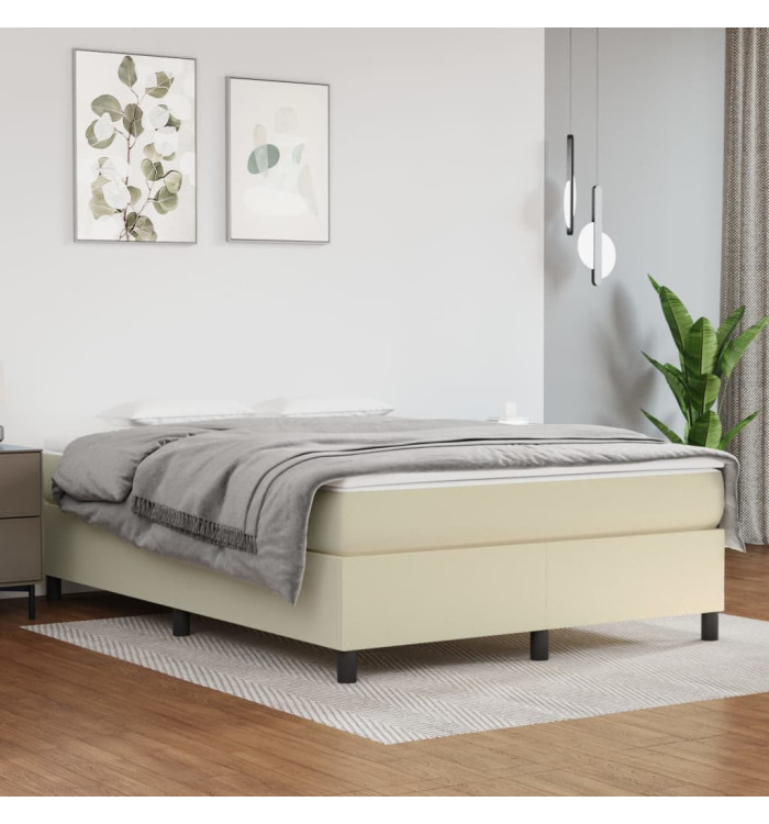 Sommier à lattes de lit avec matelas Crème 140x200cm Similicuir | Mobilier & Déco