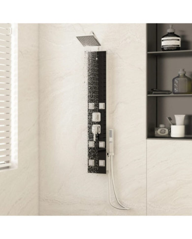 Panneau de douche Verre 18x45,5x130 cm Noir | Mobilier & Déco