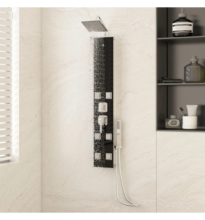 Panneau de douche Verre 18x45,5x130 cm Noir | Mobilier & Déco