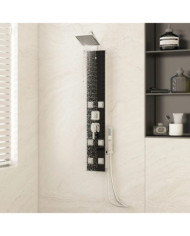 Panneau de douche Verre 18x45,5x130 cm Noir | Mobilier & Déco